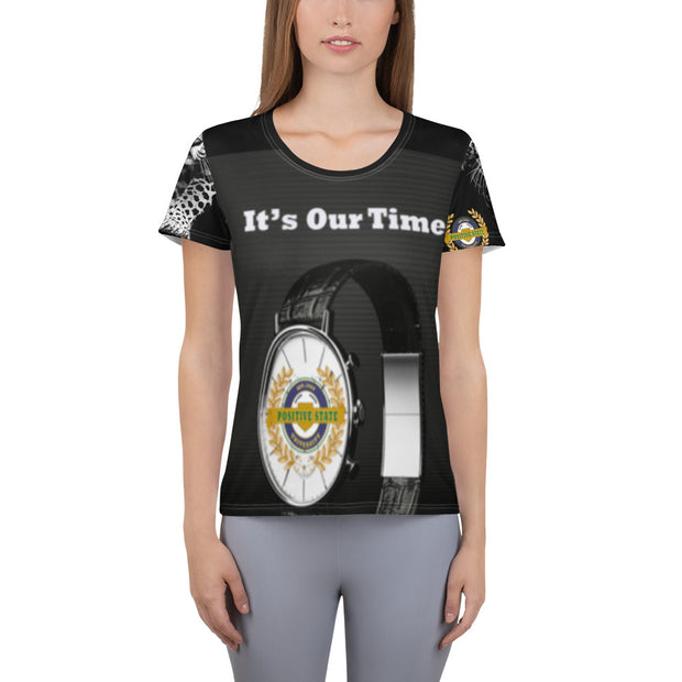 Positive State It's Our Time" Stay Strong" Women's Athletic Designer T-shirt - positivestateapparel